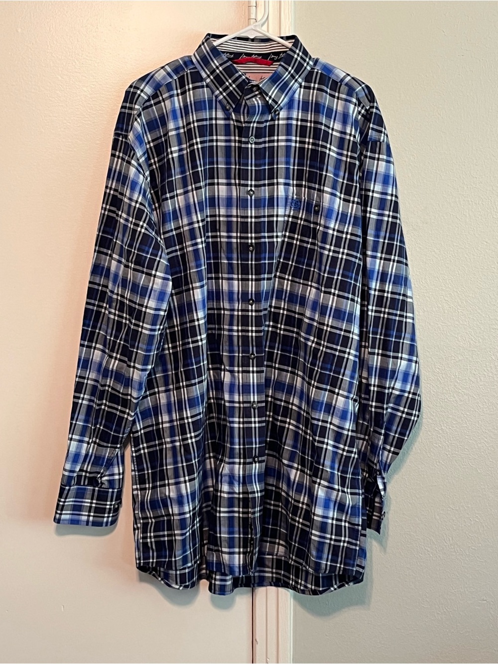 Wrangler George Strait Cowboy Cut Collection Blue Plaid Button Down Shirt